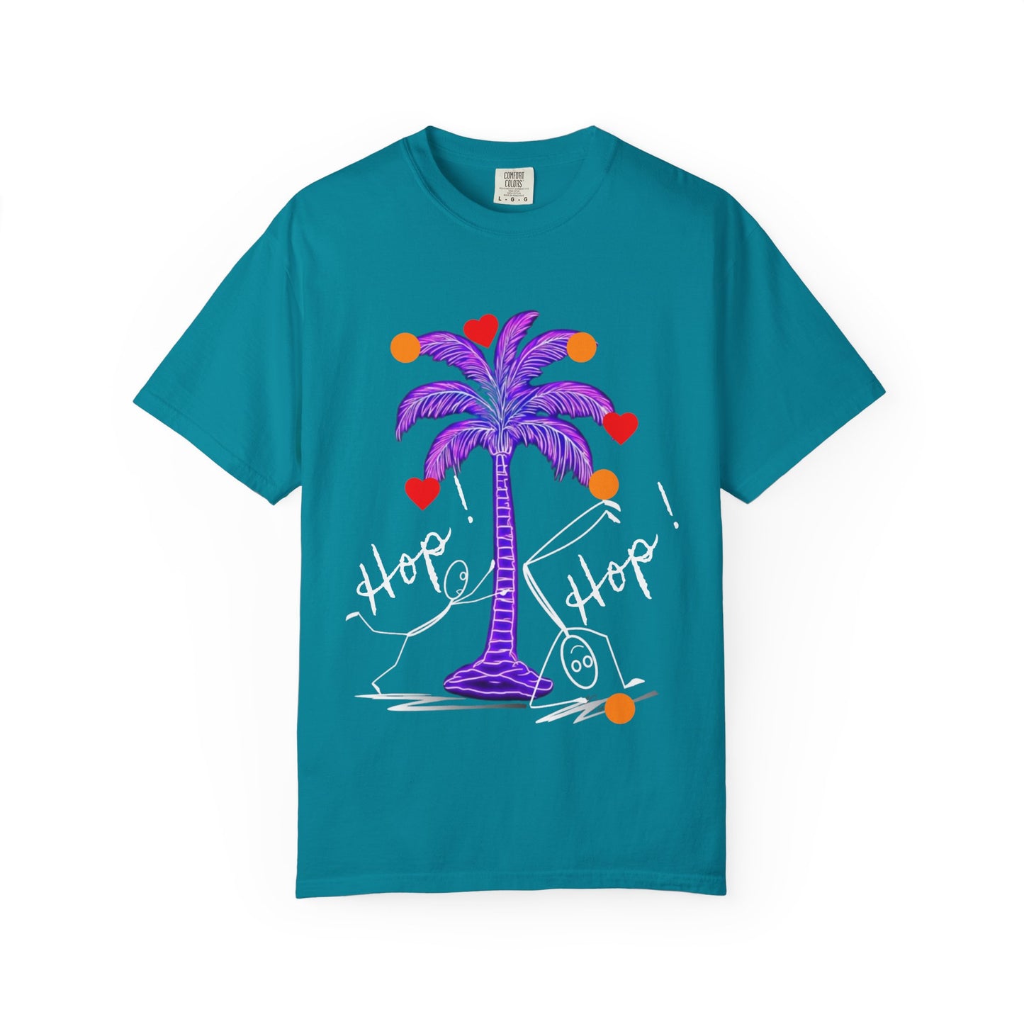 Hop! Palm T-Shirt, Summer Vibes, Beachwear, Casual Style, Gift for Friends, Travel Essential