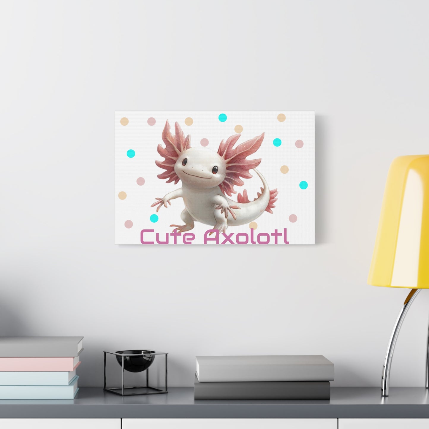 Whimsical Axolotl Canvas Art, Nursery Decor, Cute Wall Art, Kid's Room Decoration, Gift for Animal Lovers, Playful Home Accent