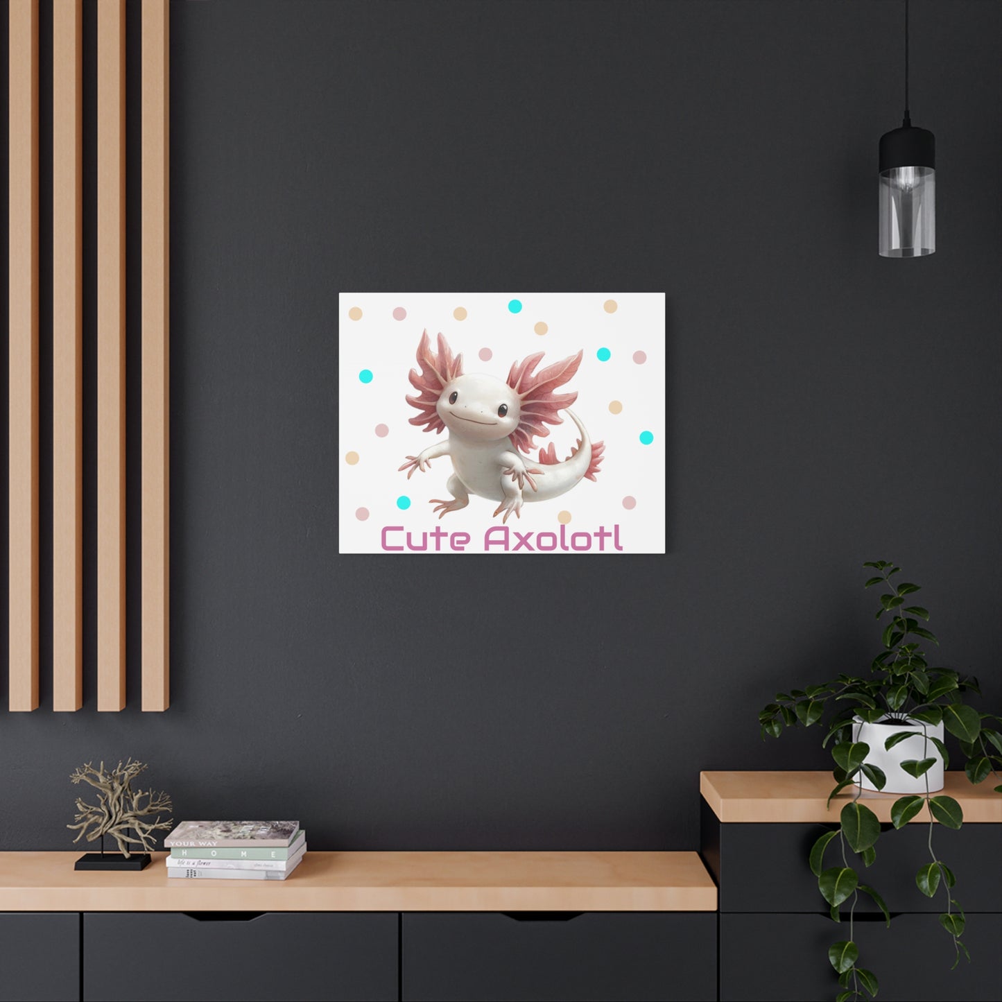 Whimsical Axolotl Canvas Art, Nursery Decor, Cute Wall Art, Kid's Room Decoration, Gift for Animal Lovers, Playful Home Accent