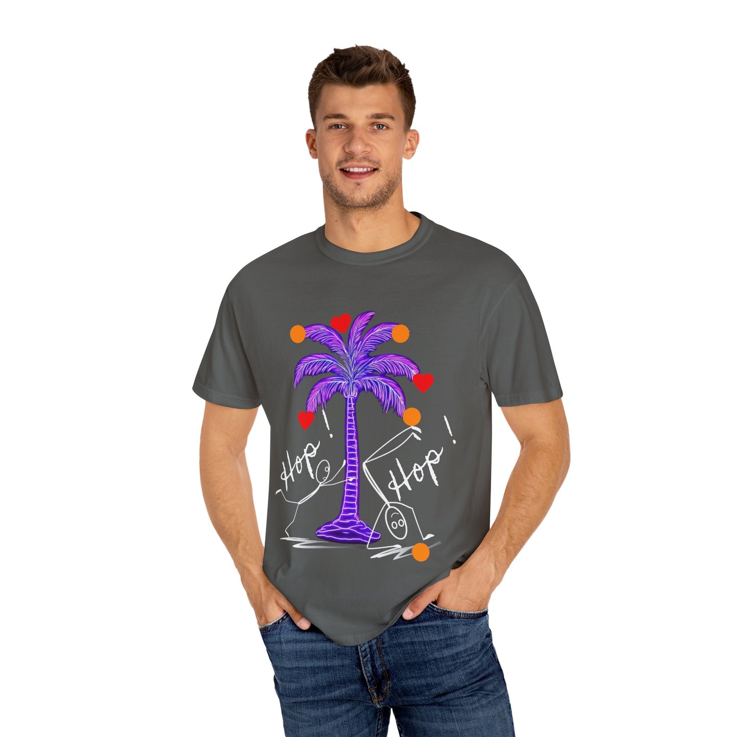 Hop! Palm T-Shirt, Summer Vibes, Beachwear, Casual Style, Gift for Friends, Travel Essential