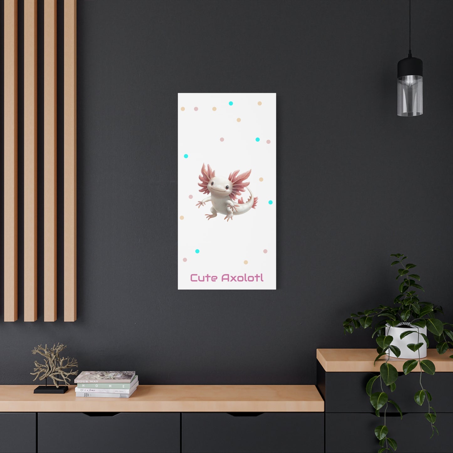 Whimsical Axolotl Canvas Art, Nursery Decor, Cute Wall Art, Kid's Room Decoration, Gift for Animal Lovers, Playful Home Accent