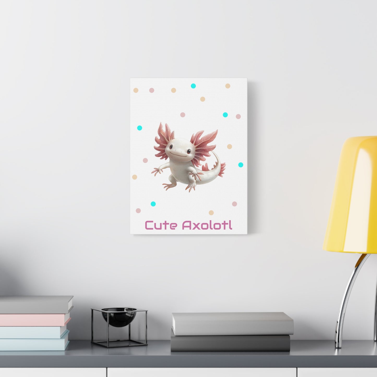 Whimsical Axolotl Canvas Art, Nursery Decor, Cute Wall Art, Kid's Room Decoration, Gift for Animal Lovers, Playful Home Accent