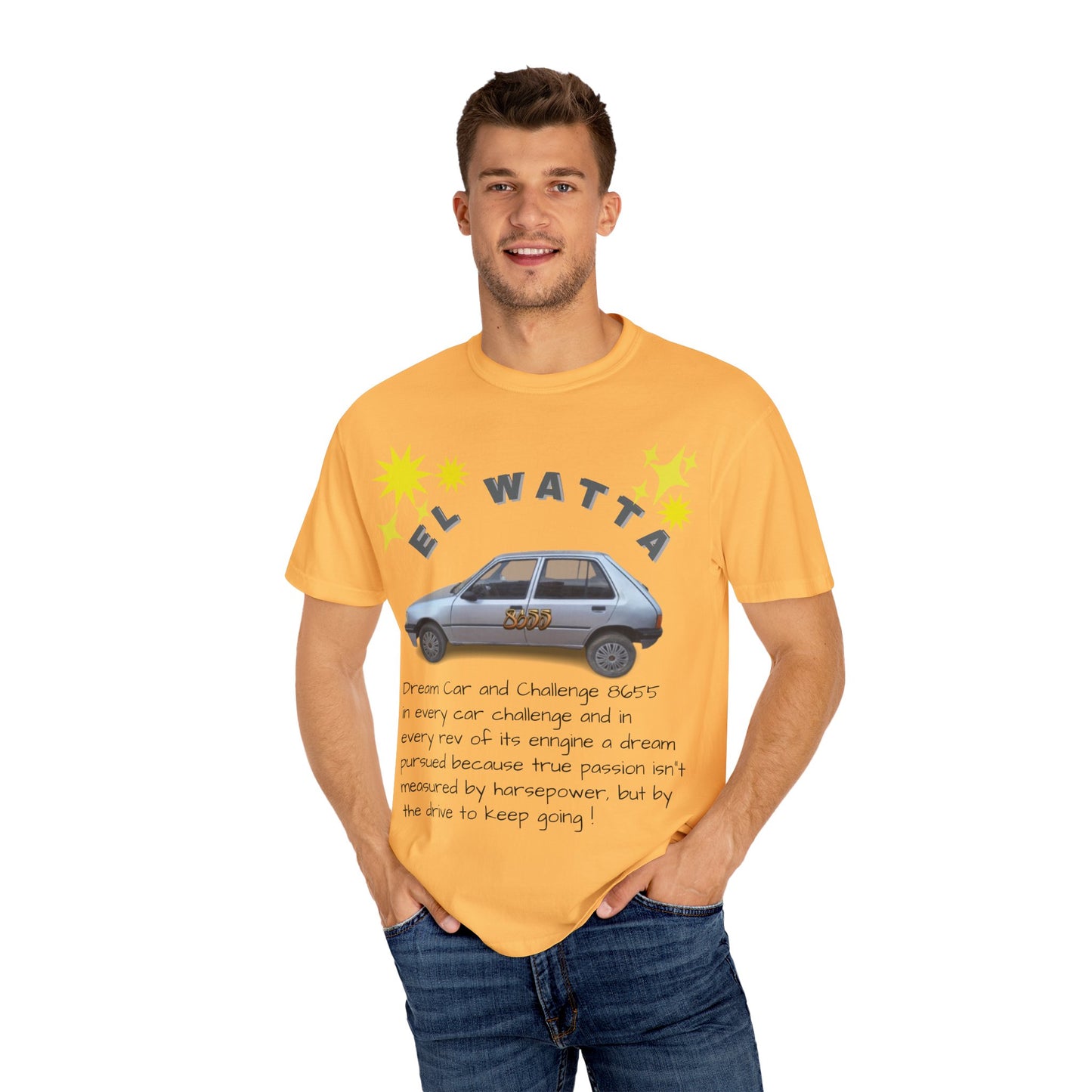 El Watta Vintage Car T-shirt, Unique Design, Unisex Garment-Dyed Tee, Retro Car Lover Gift, Funny Auto Apparel, Unique Gift for Him or Her
