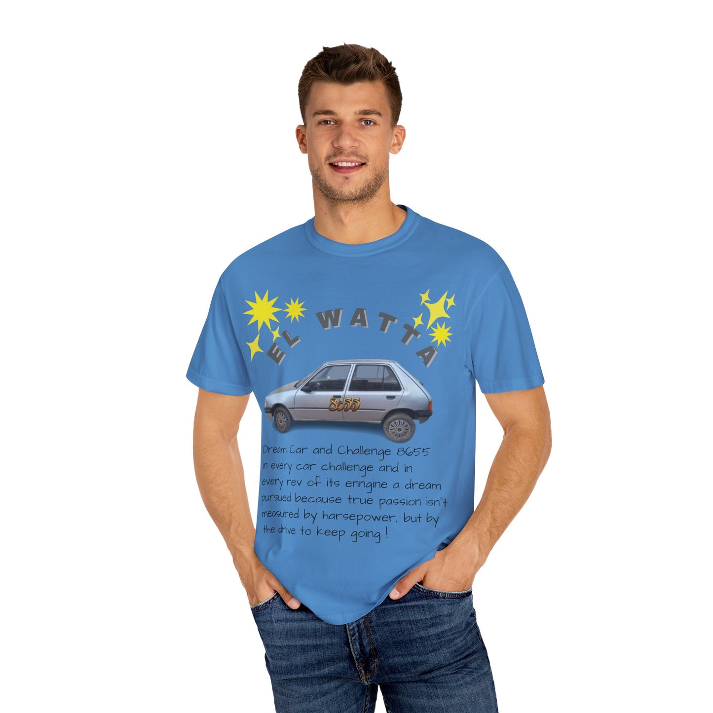 El Watta Vintage Car T-shirt, Unique Design, Unisex Garment-Dyed Tee, Retro Car Lover Gift, Funny Auto Apparel, Unique Gift for Him or Her