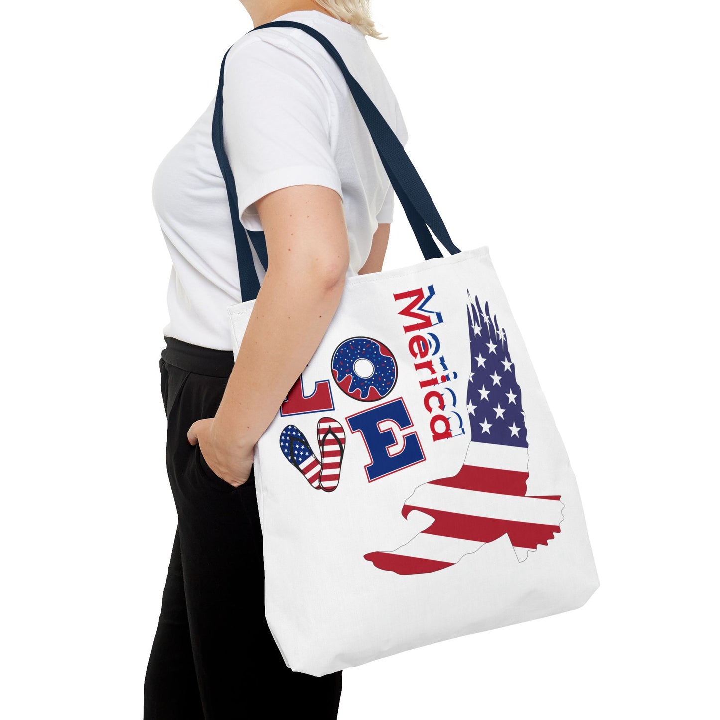 Patriotic Eagle Tote Bag - USA Flag Design, Reusable Shopping Bag, Beach Bag, Gift for Independence Day, Eco-Friendly Carryall