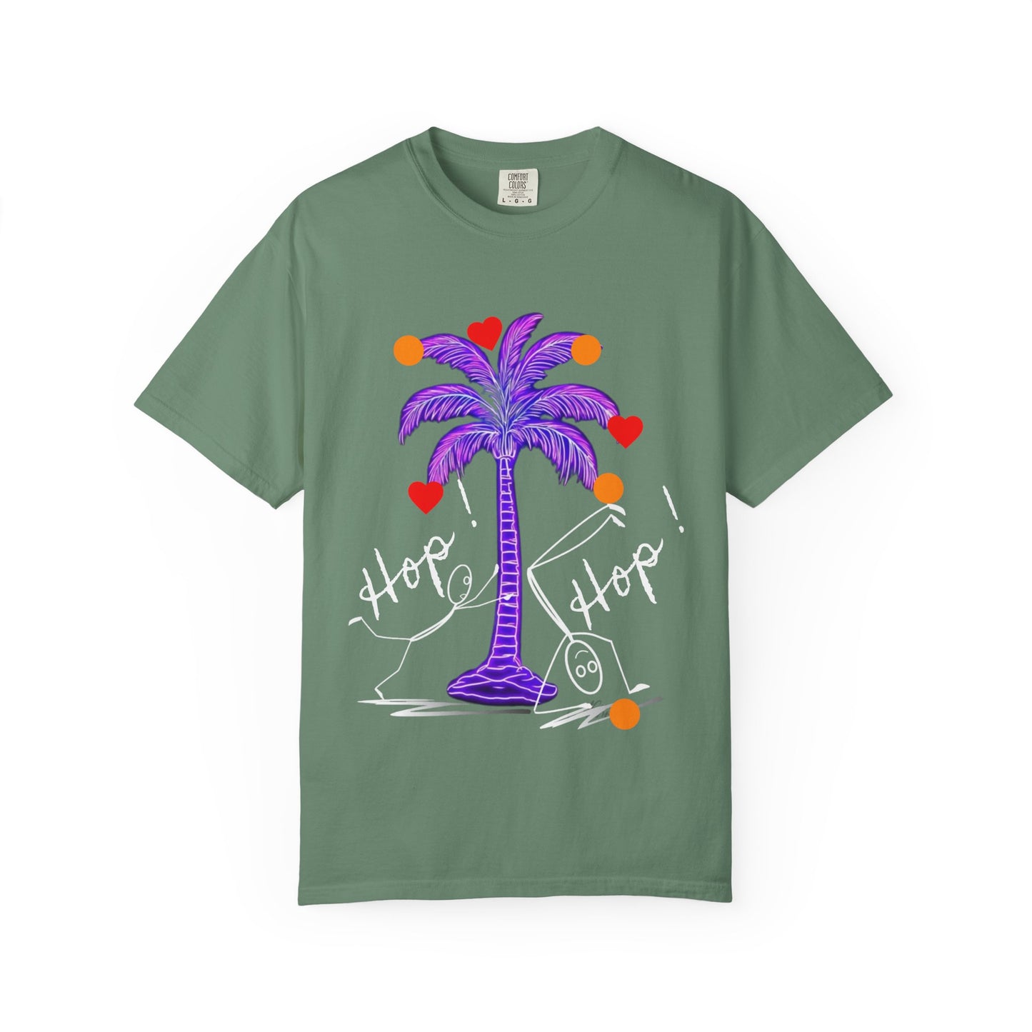Hop! Palm T-Shirt, Summer Vibes, Beachwear, Casual Style, Gift for Friends, Travel Essential