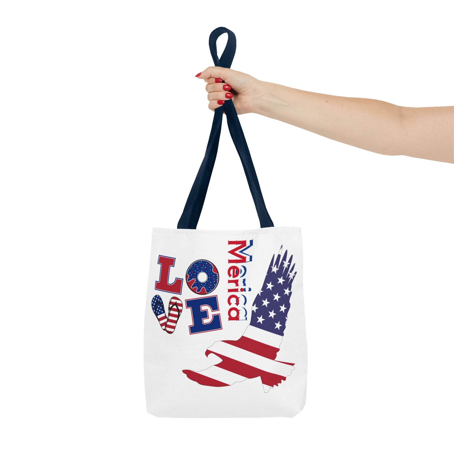 Patriotic Eagle Tote Bag - USA Flag Design, Reusable Shopping Bag, Beach Bag, Gift for Independence Day, Eco-Friendly Carryall