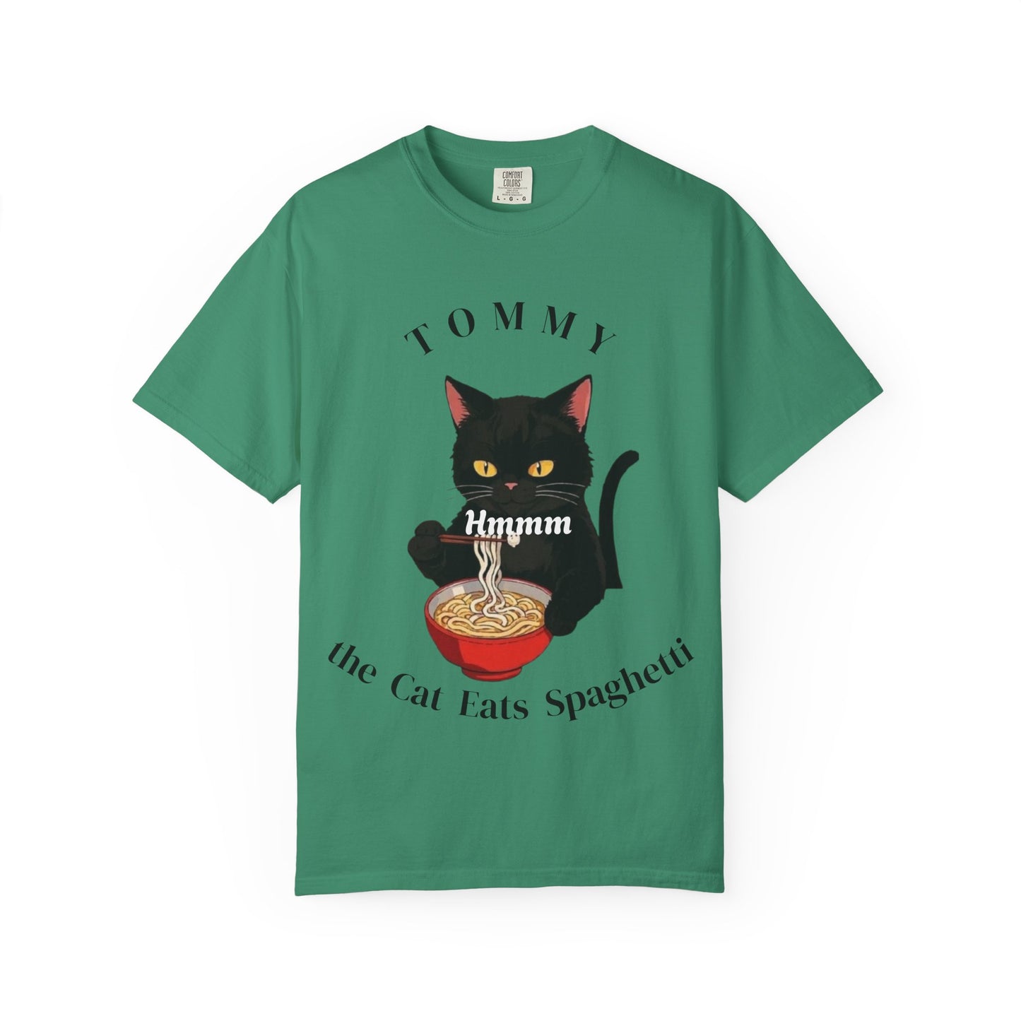 Funny Cat T-Shirt - Tommy the Cat Eats Spaghetti, Gift for Cat Lovers, Cute Pet Apparel, Relaxed Summer Tee, Cat-Themed Clothing