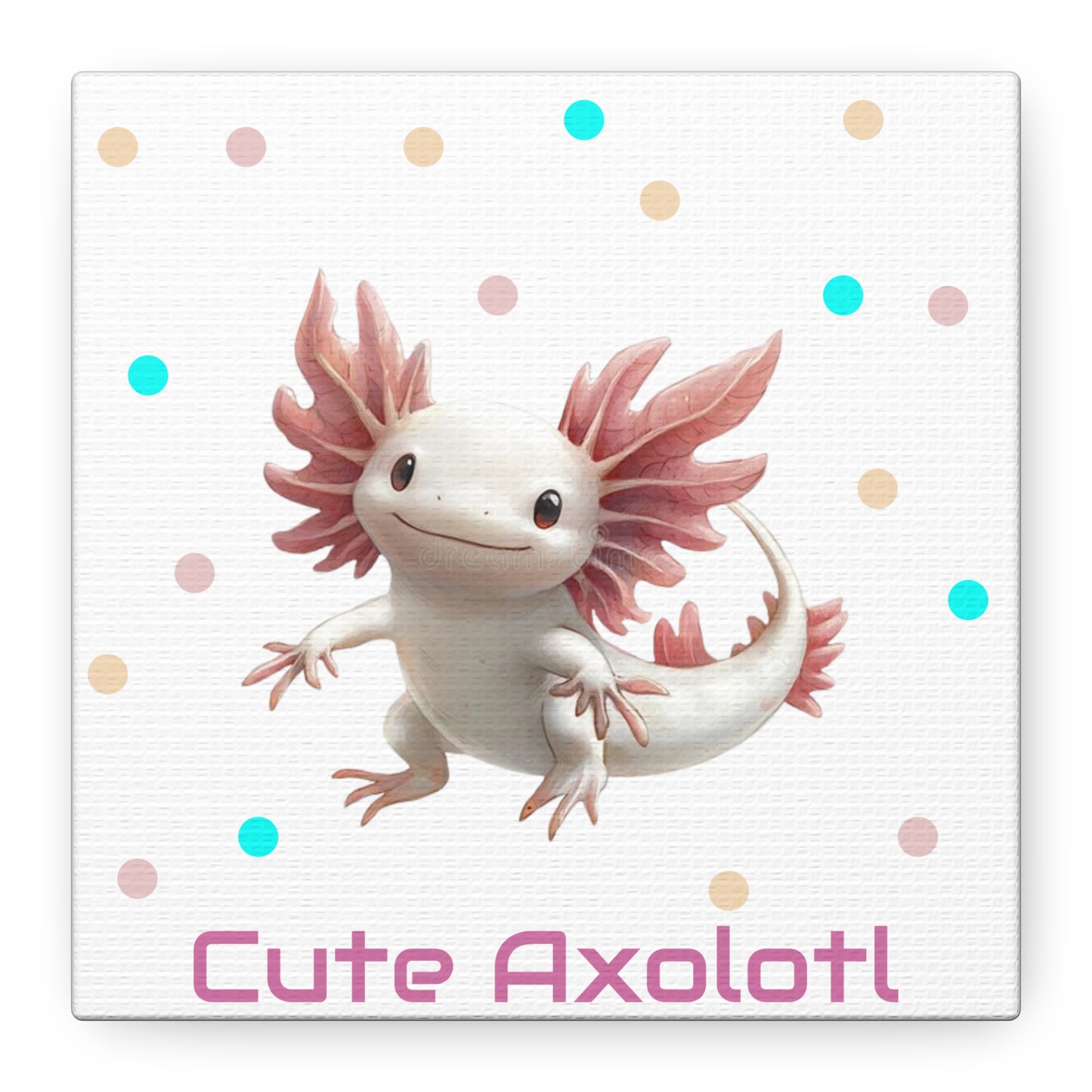 Whimsical Axolotl Canvas Art, Nursery Decor, Cute Wall Art, Kid's Room Decoration, Gift for Animal Lovers, Playful Home Accent