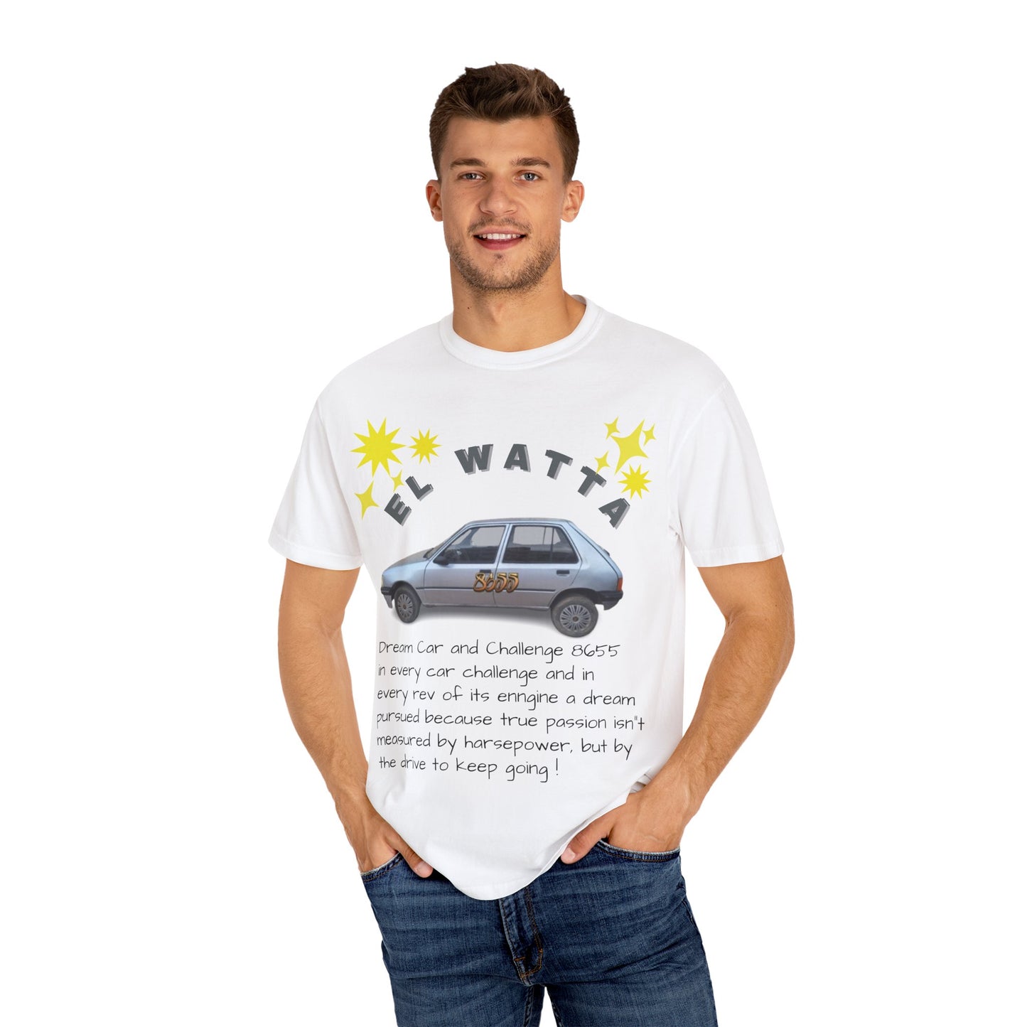 El Watta Vintage Car T-shirt, Unique Design, Unisex Garment-Dyed Tee, Retro Car Lover Gift, Funny Auto Apparel, Unique Gift for Him or Her