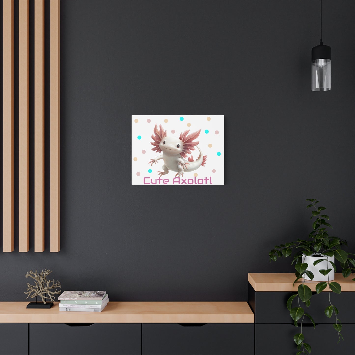 Whimsical Axolotl Canvas Art, Nursery Decor, Cute Wall Art, Kid's Room Decoration, Gift for Animal Lovers, Playful Home Accent