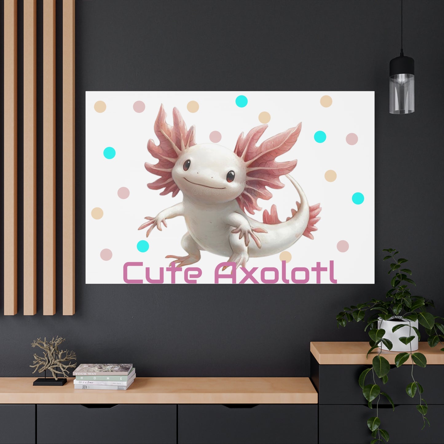Whimsical Axolotl Canvas Art, Nursery Decor, Cute Wall Art, Kid's Room Decoration, Gift for Animal Lovers, Playful Home Accent
