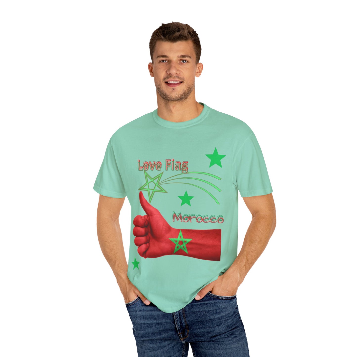 Moroccan Love Flag T-Shirt, Unisex Tee, Casual Wear, Gifts for Travelers, Unique Souvenir, Summer Fashion