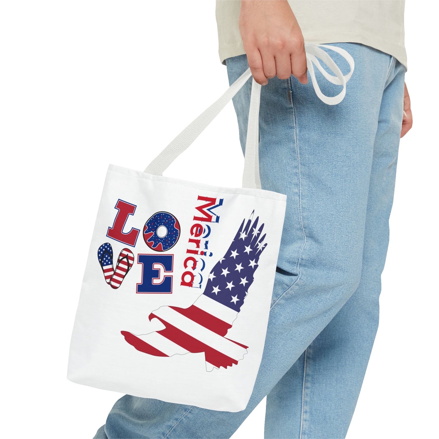 Patriotic Eagle Tote Bag - USA Flag Design, Reusable Shopping Bag, Beach Bag, Gift for Independence Day, Eco-Friendly Carryall
