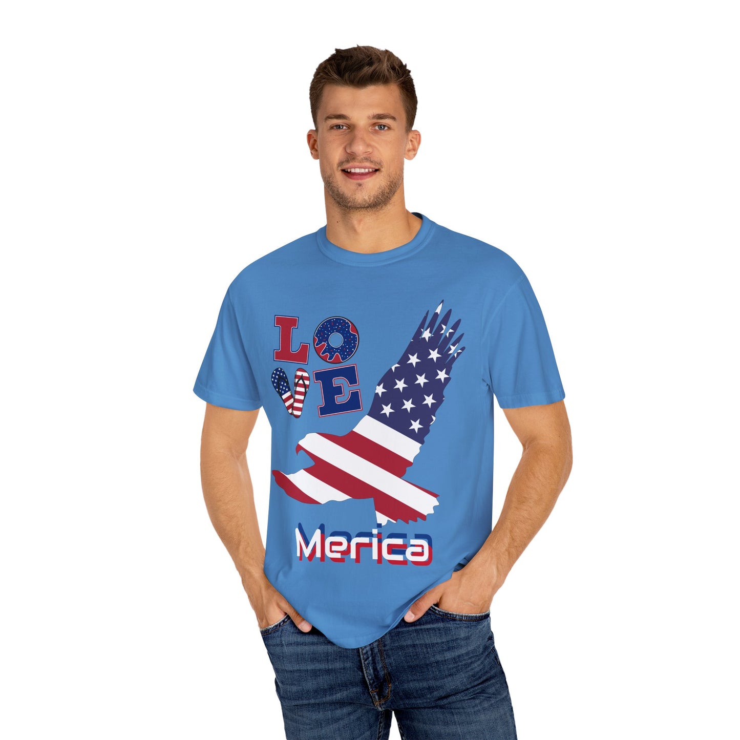 Patriotic Graphic T-Shirt, Love Merica Tee, July 4th Apparel, Unisex Independence Day Shirt, USA Pride Gift, Casual Summer Top