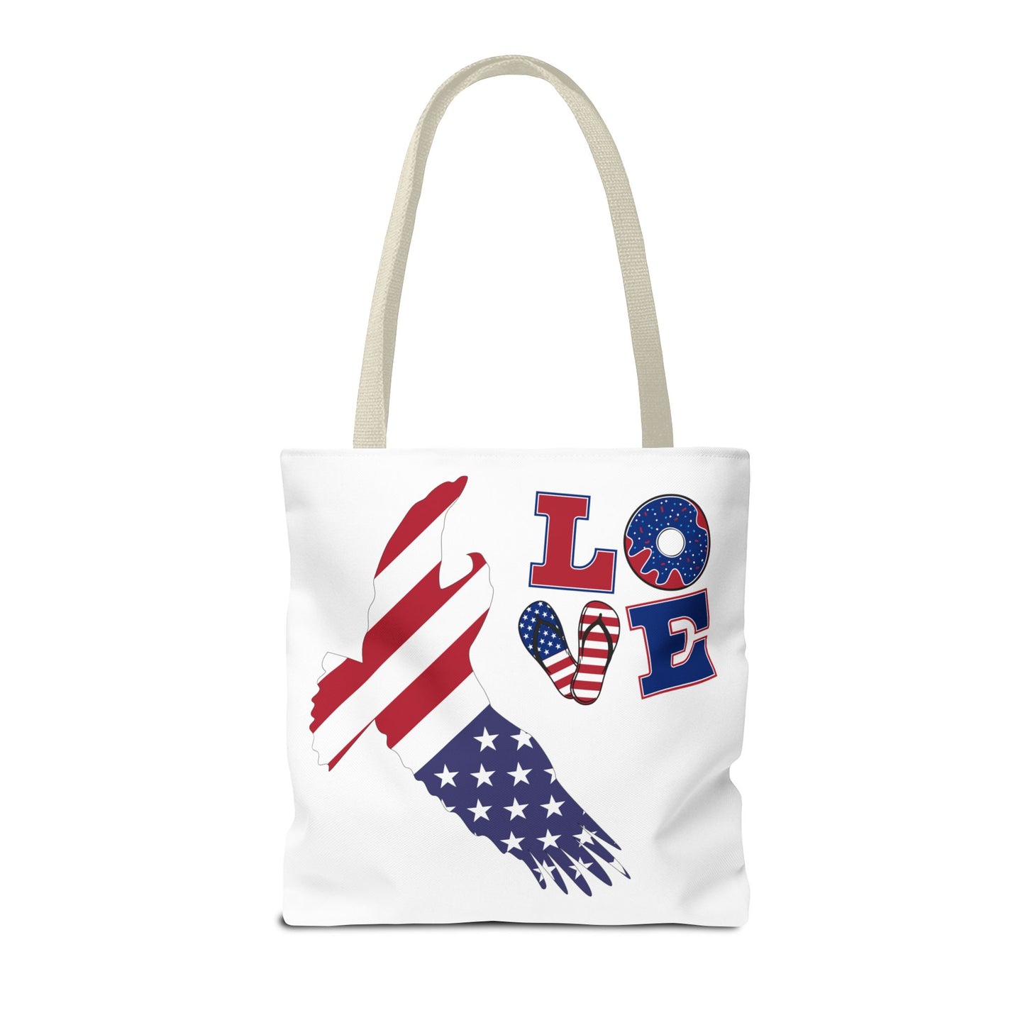 Patriotic Eagle Tote Bag - USA Flag Design, Reusable Shopping Bag, Beach Bag, Gift for Independence Day, Eco-Friendly Carryall