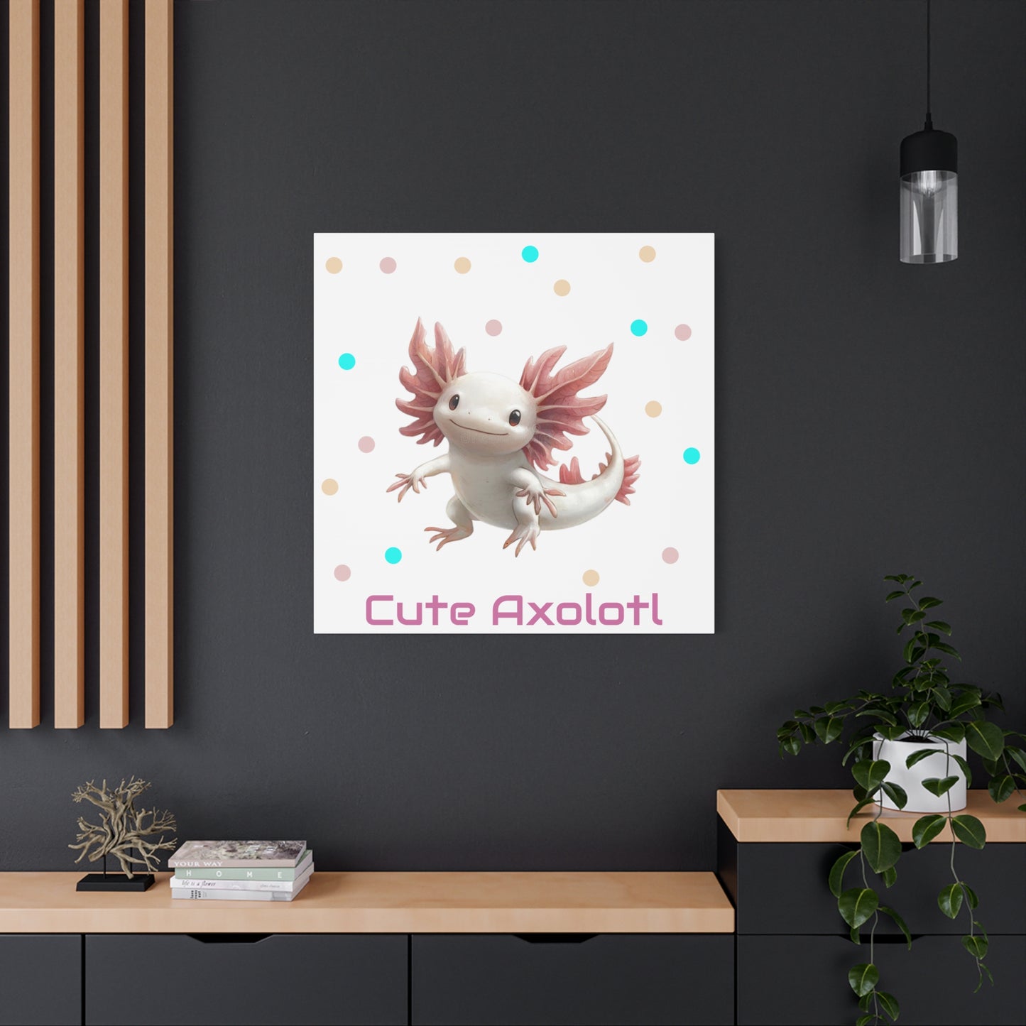 Whimsical Axolotl Canvas Art, Nursery Decor, Cute Wall Art, Kid's Room Decoration, Gift for Animal Lovers, Playful Home Accent